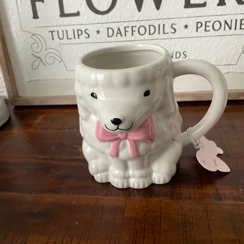 White and Pink Poodle Mug